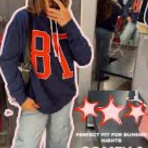 Navy and red oversized numbered hoodie